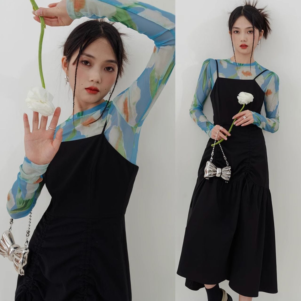 野花咲くシースルー長袖インナー E00431 | EMMA GRAND