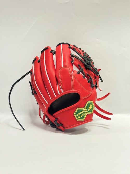 JUNNKEIｰジュンケイ　ミチイオリジナル店舗別注グラブ　硬式グローブ　右投げ用　JGｰ593型　レッド×ブラック/グリーン 画像