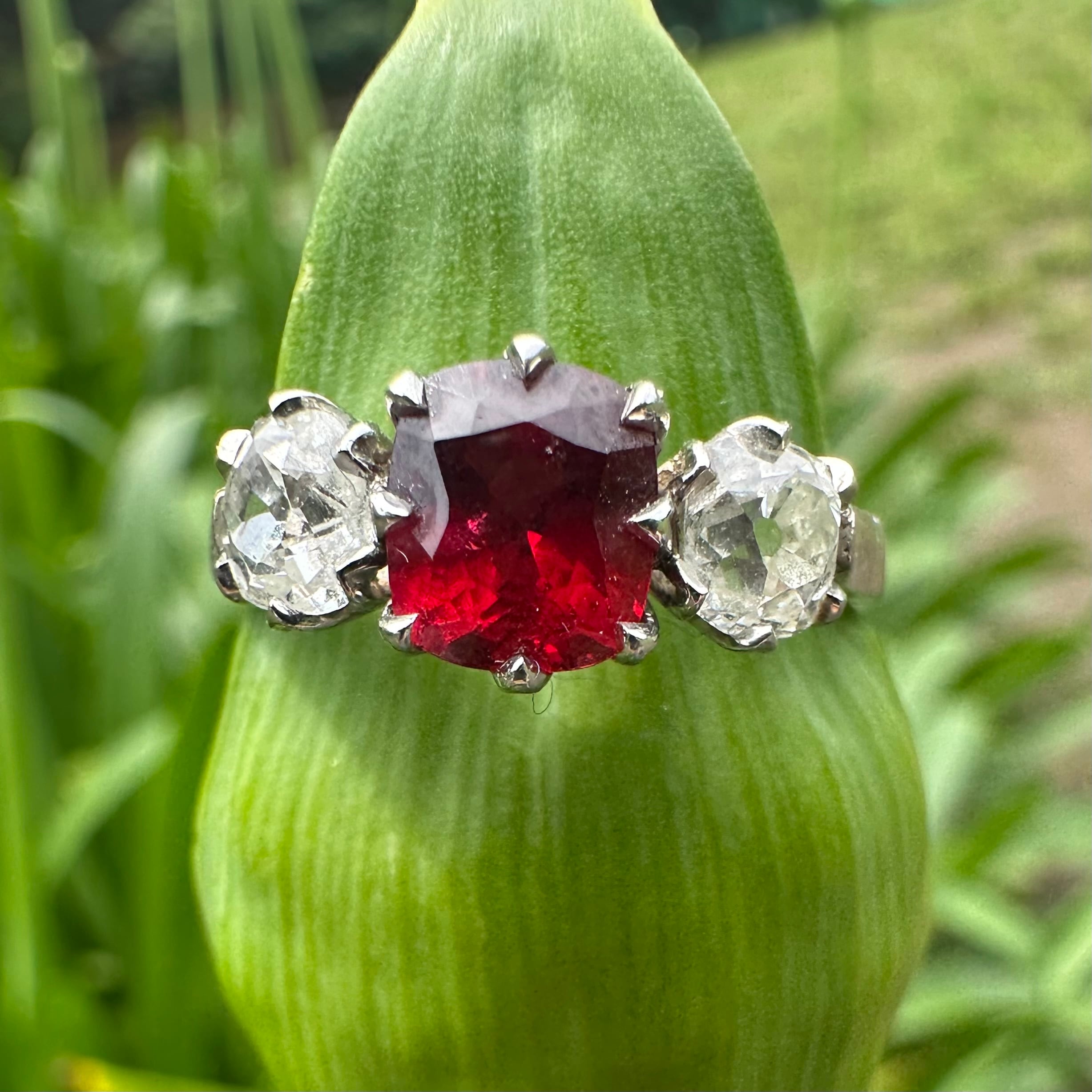Red Spinel and Diamond Ring | Victorian Box