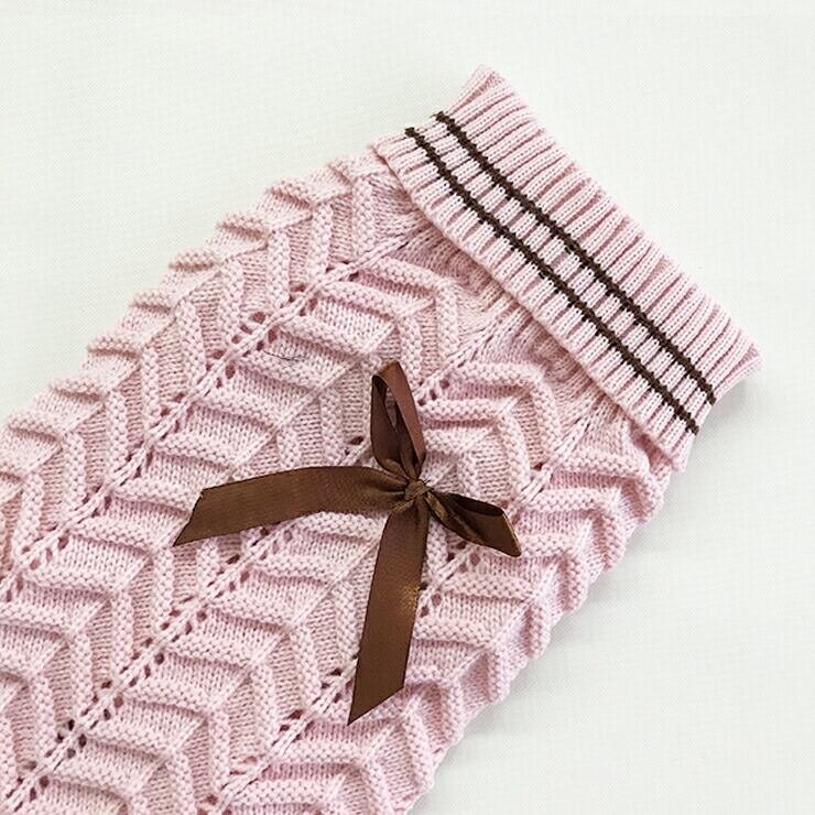 リボン付き ☆ タートルネック ニット ピンク ブルー ペット 服