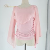 社交ダンス 衣装 スタンダード トップス レッスンウェア レディース Create-Sun クリエイトサン ピンク系 ラインストーン 無地 練習着 春色 伸縮性 練習用 女性用 トップス おしゃれ ダンスウェア コスチューム ストレッチ ルームウェア ラウンドネック ベーシック 体型カバー 袖あり デザイン性 パーティー用 発表会用