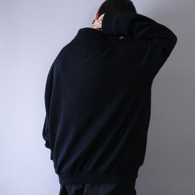 fake suede switching design zip-up knit blouson