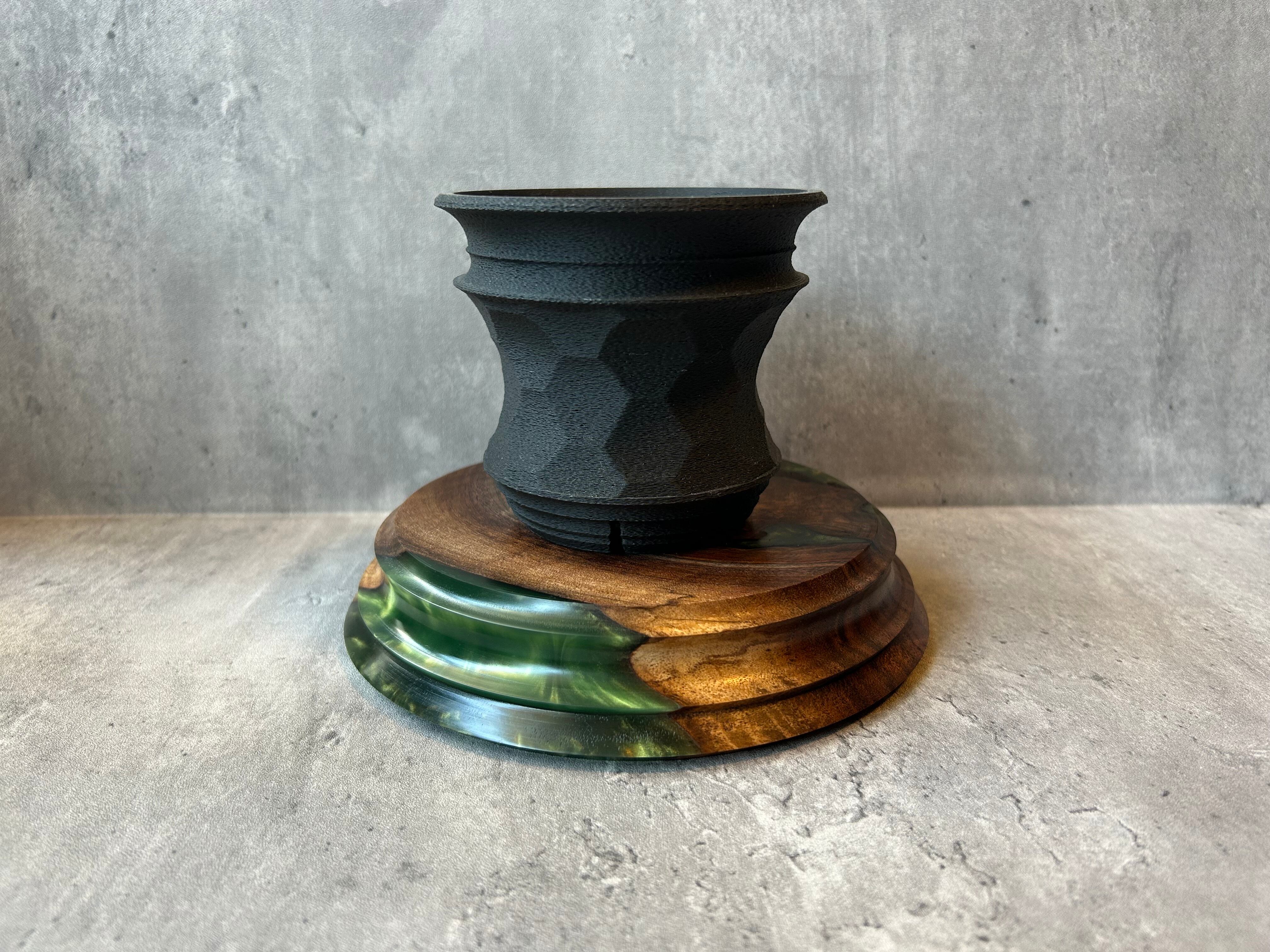 BASE WOOD DESIGN ランタン 台座 花台 ウォールナット×レジン③ | BASE