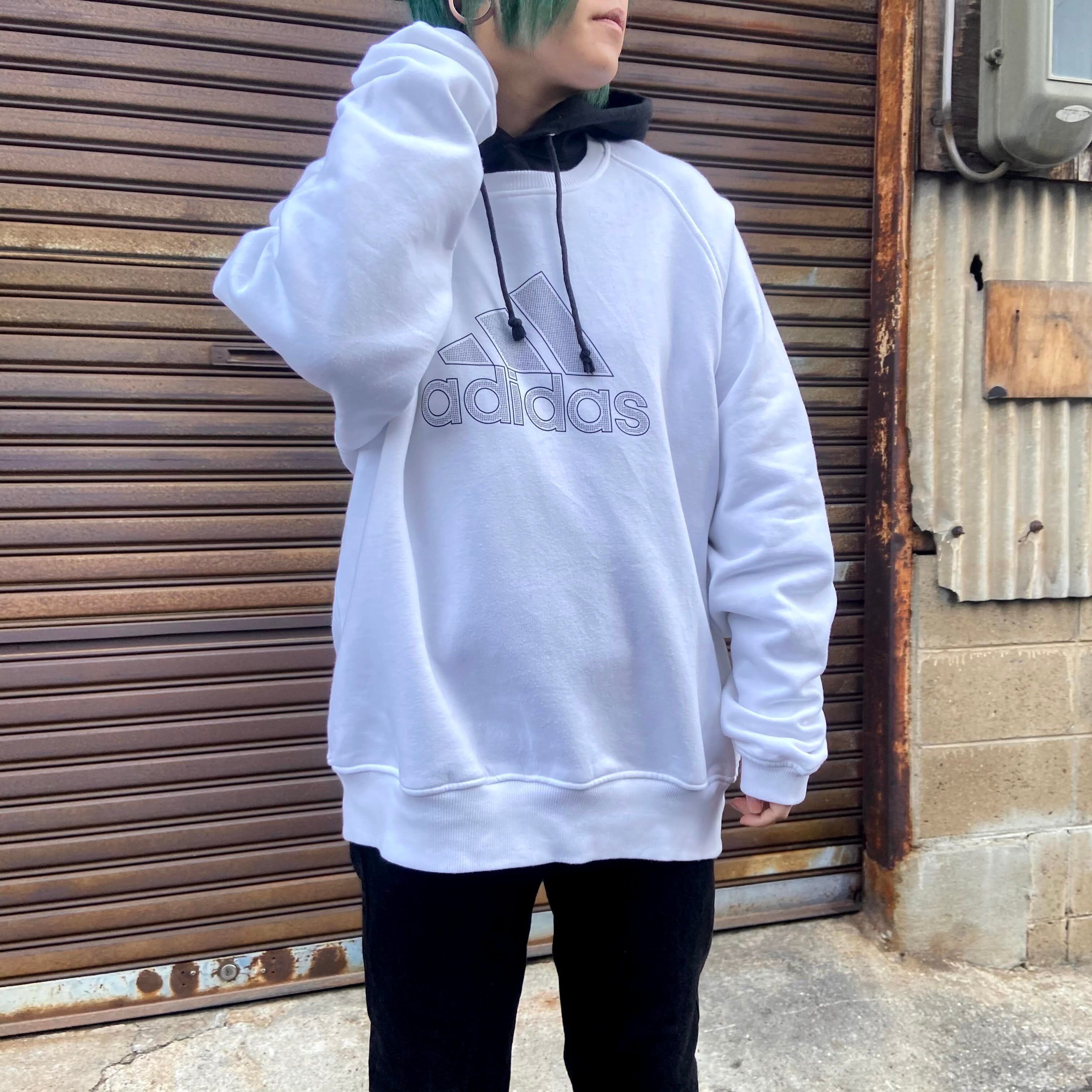 ビッグサイズ Adidas アディダス フロントロゴプリント スウェット メンズxxl相当 古着 トレーナー ホワイト 白 大きいサイズ スウェット Ws22 50 Swe30 Sa24 Cave 古着屋 公式 古着通販サイト