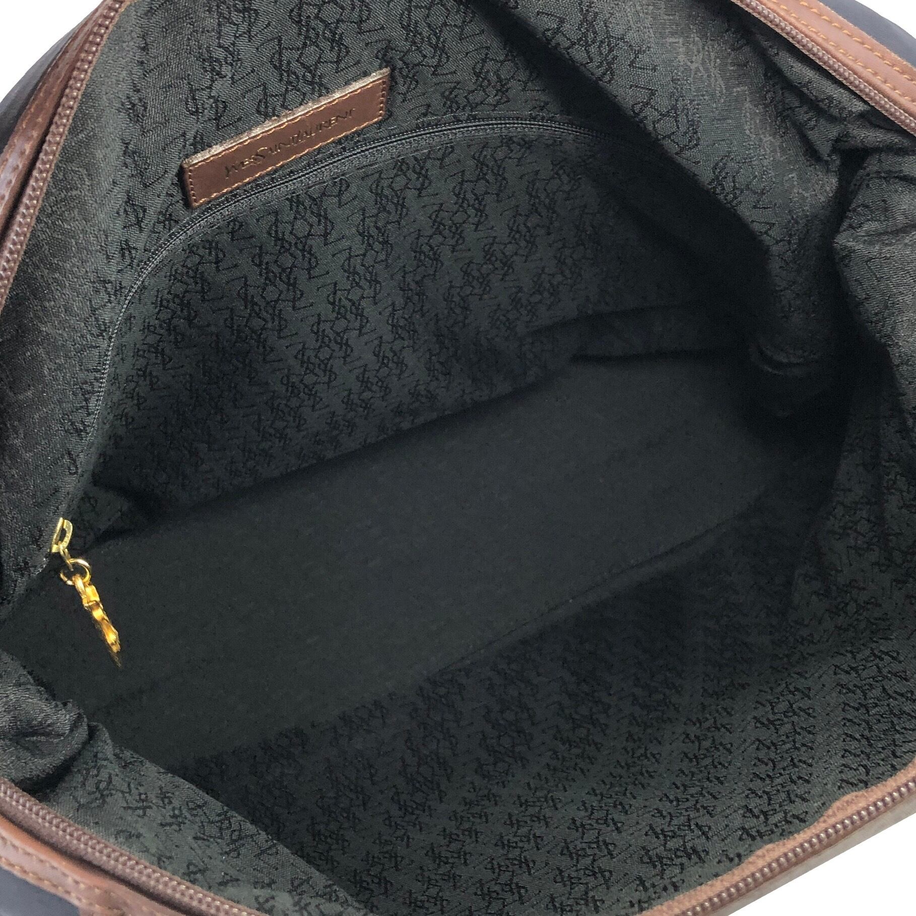 Yves Saint Laurent イヴ・サンローラン Y型押し ナイロン×レザー 2way