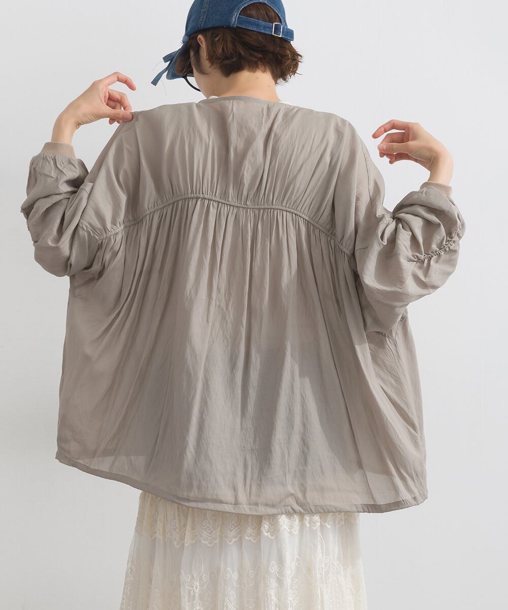 K52069 シアー無地布帛ZIPモモンガブルゾン / Sheer Solid Fabric
