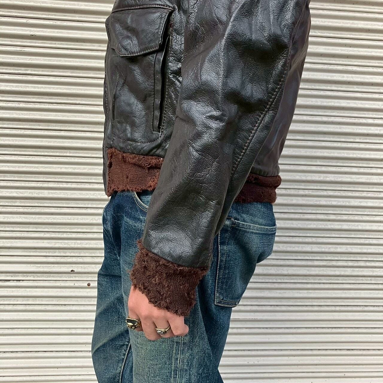 70s USA製 L.L.Bean G-1 裏ボア ムートン フライト レザー ジャケット