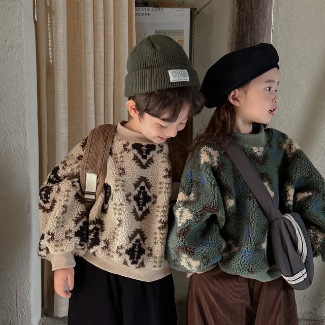 【BABY&KID】花柄厚手暖かいセーター