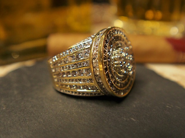 JUMBO CLUSTER GOLD CZ RING