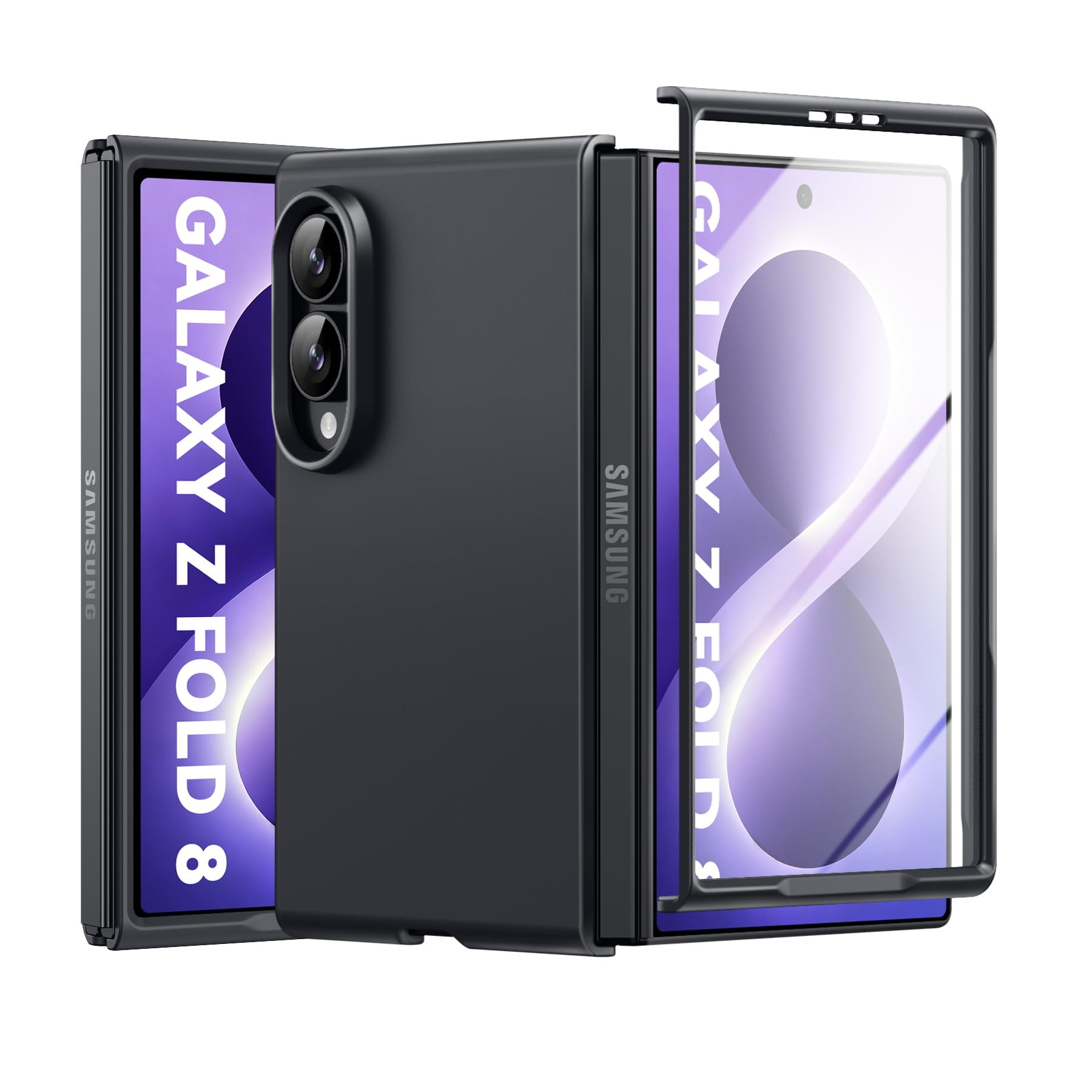 BENTOBEN Galaxy Z Fold8 用 ケース ガラスフィルム付き 米軍MIL規格 耐衝撃 レンズ保護 指紋防止 滑り止め 薄型 軽量 傷防止 携帯カバー ギャラクシー Z Fold8 用 ケース 落ち着いたデザイン 耐久性 長持ち (ブラック)