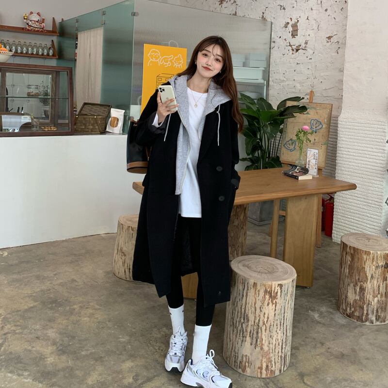 ブラックコート スプリングオータムスタイルルーズ 春物 秋物 試着室36567536653