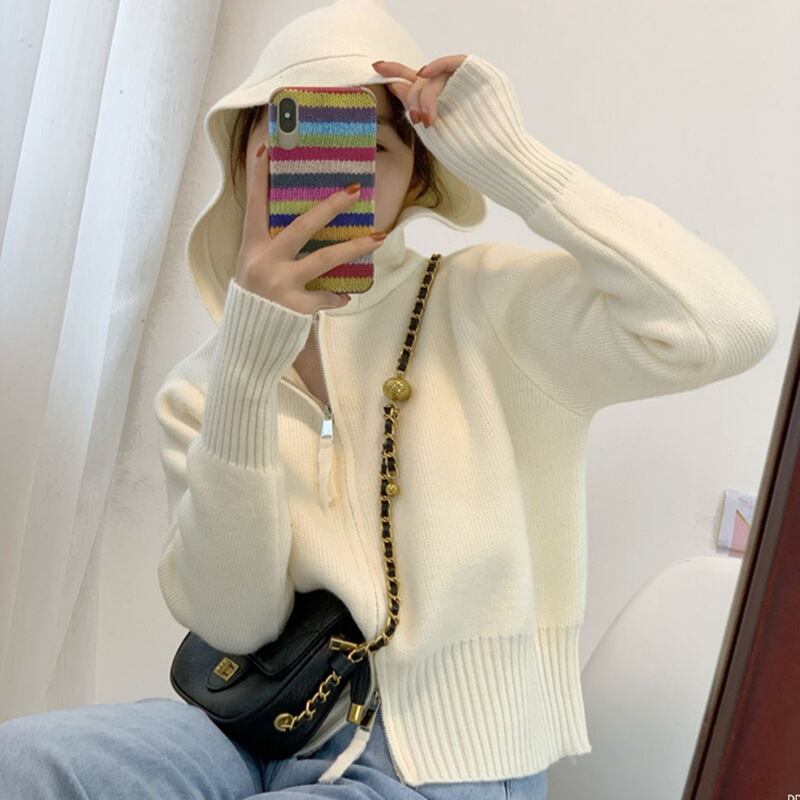 【outer】Wジップフード付きニットカーデ M33336