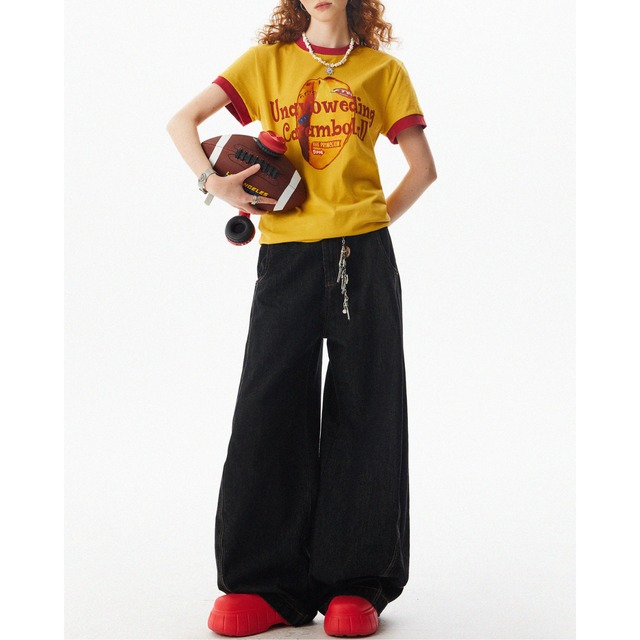 unique logo print color ringer short sleeve tee　ユニークロゴプリントカラーリンガー半袖ティー　J0917