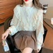 2色/スタンドカラーレースラッフルブラウス ・78867