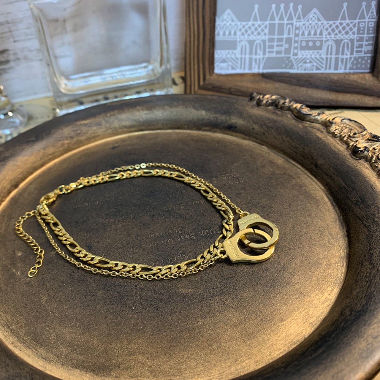 ステンレス手錠アンクレット ゴールド