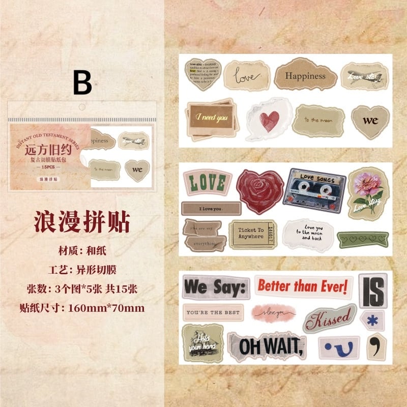 Z27 ステッカー 映画フィルム 付箋 英字 建造物 チケット コラージュ