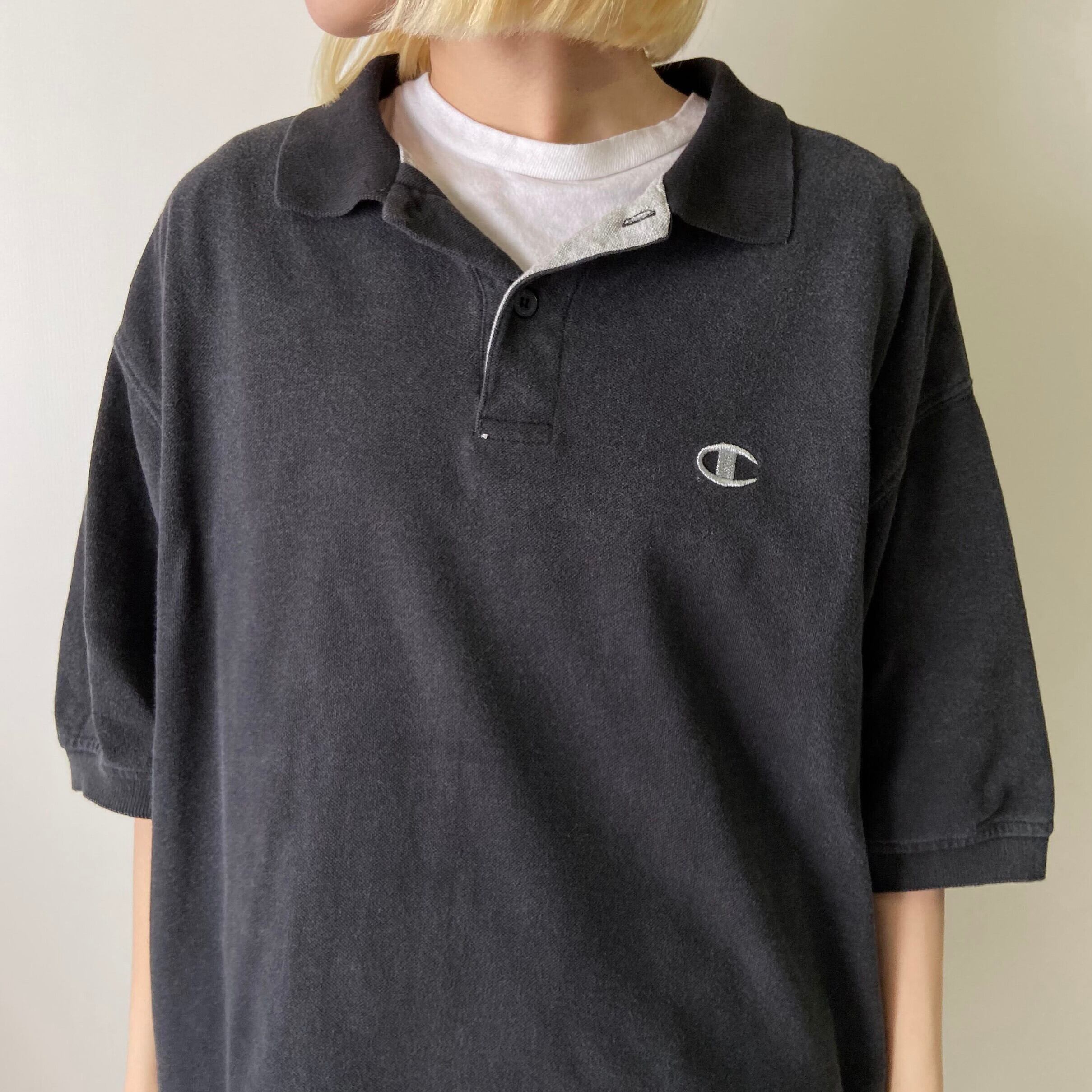 チャンピオン Champion 鹿の子 ワンポイント刺繍 ポロシャツ メンズl 古着 ブラック 黒 ポロシャツ Cs29 50 Cave 古着屋 公式 古着通販サイト