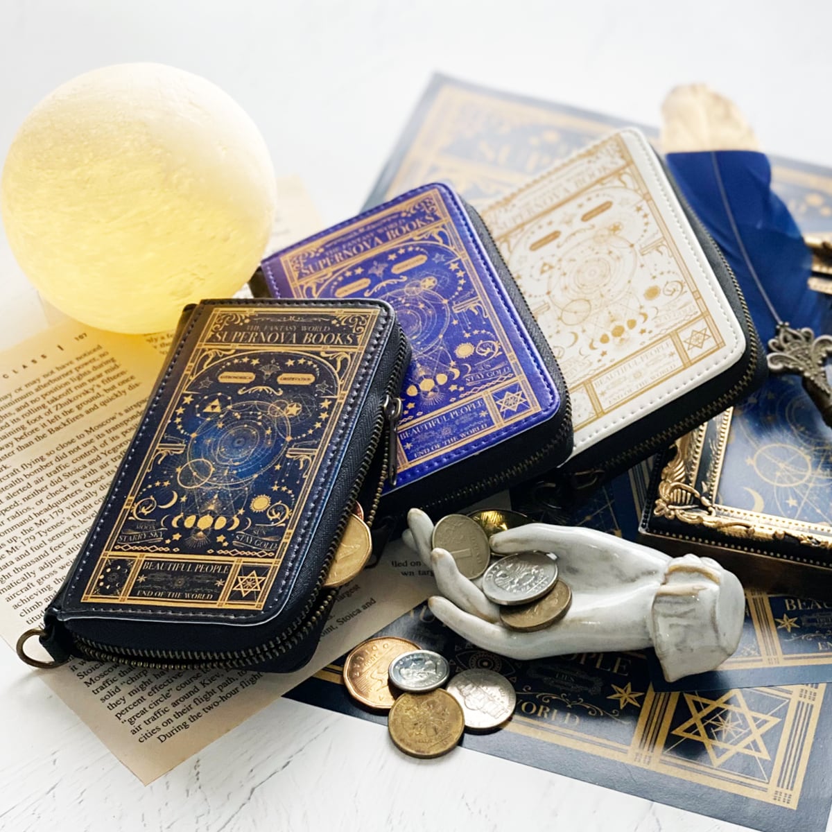 空想天体古書Ⅰ・月の満ち欠け 長財布 / 月 宇宙 空想天体古書Ⅰ・月の満ち欠け 長財布 / 月 宇宙
