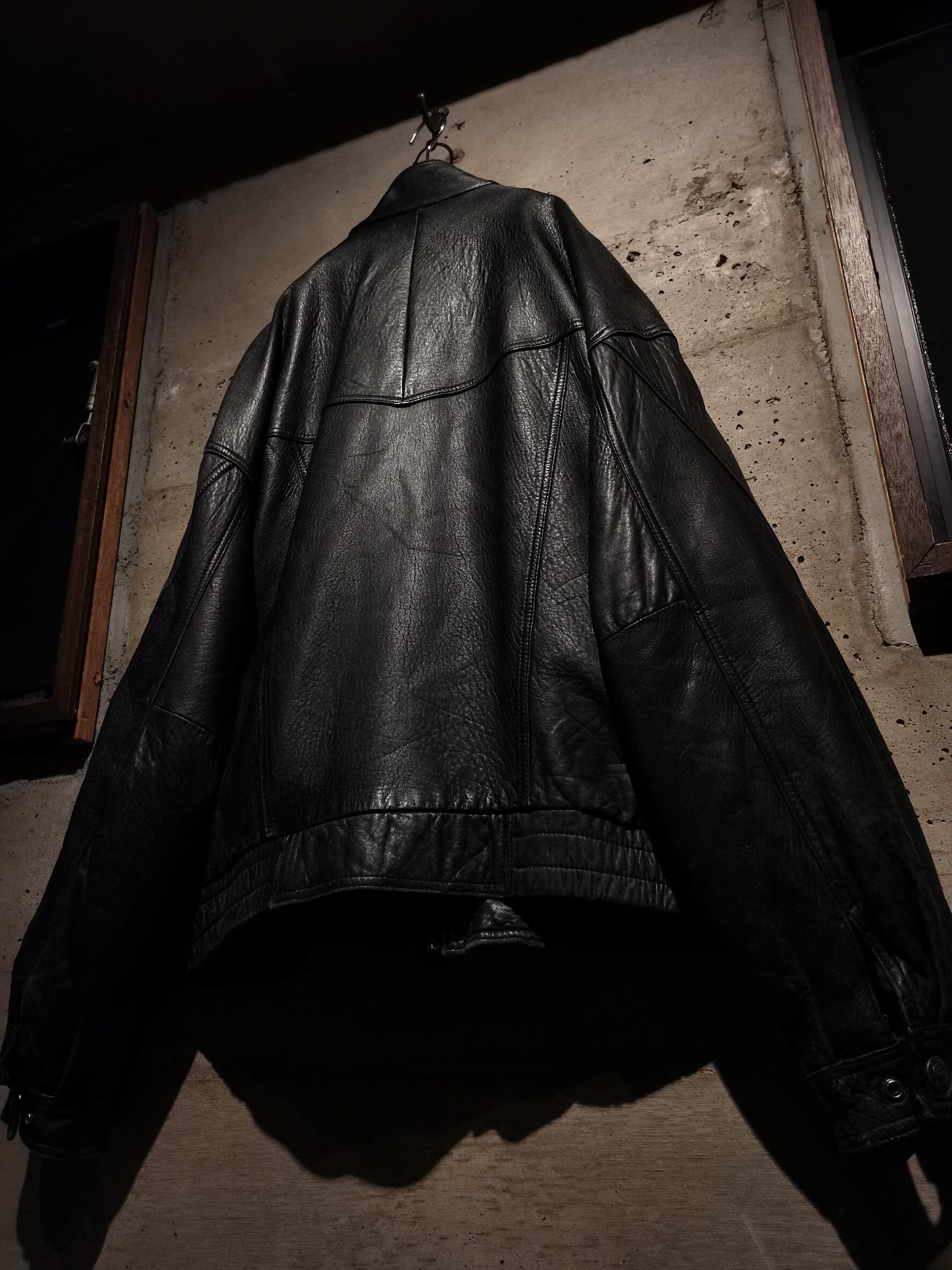 Caka】Layered Gimmick Design Loose Leather Jacket | Caka(カカ 