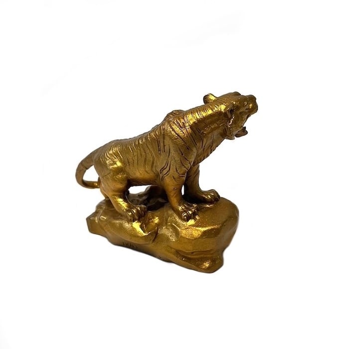 虎 銅 金 ゴールド 置物 守護神 縁起物 中国 インテリア オブジェ 繁栄