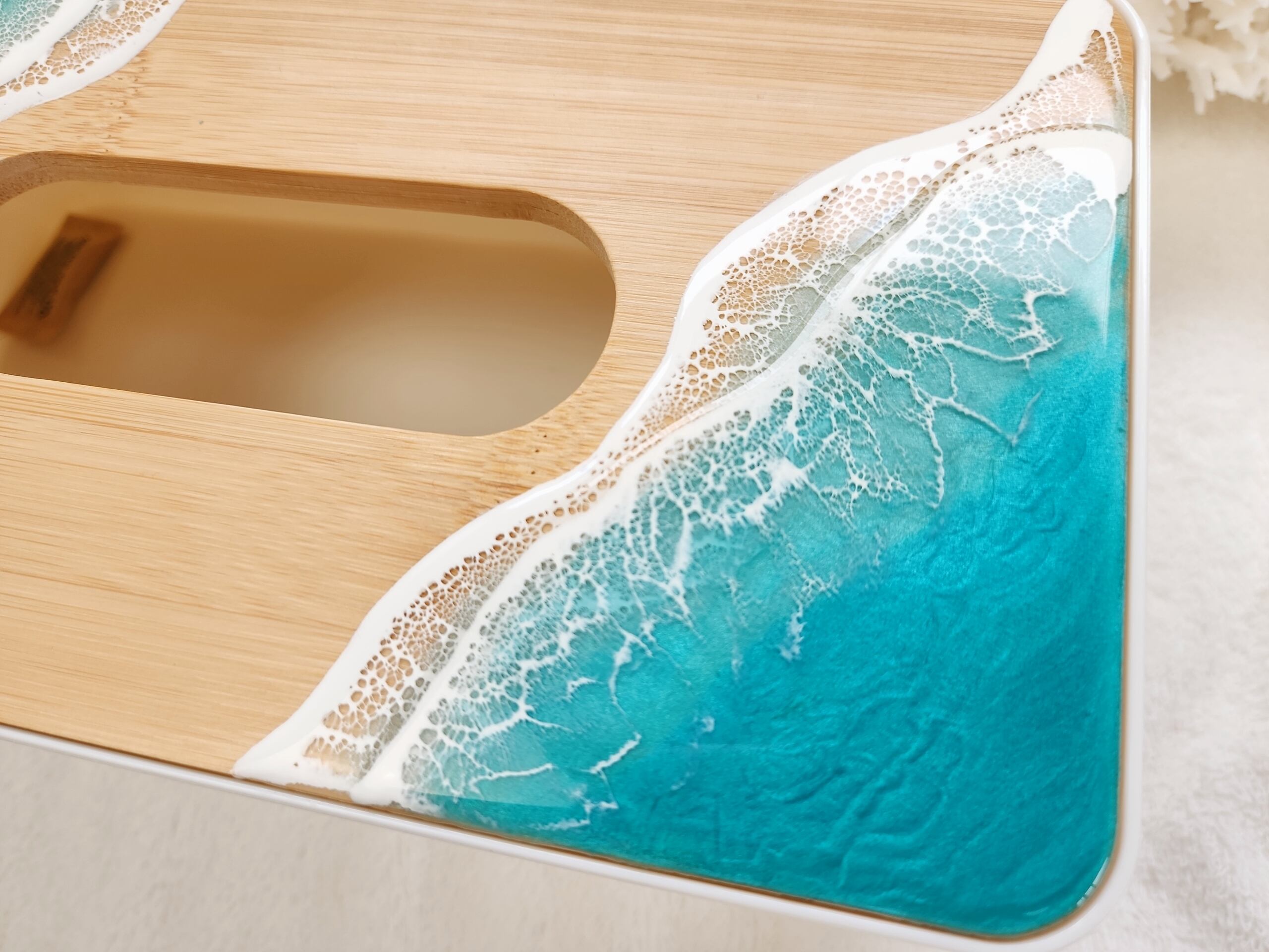 134.オーシャンレジンアート ティッシュBOX | Leaf Edgez