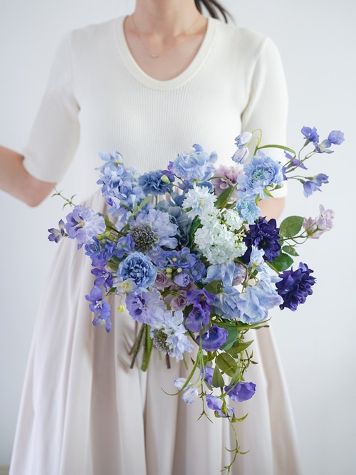 〈完成品販売ブーケ〉Blue artificial flower bouquet