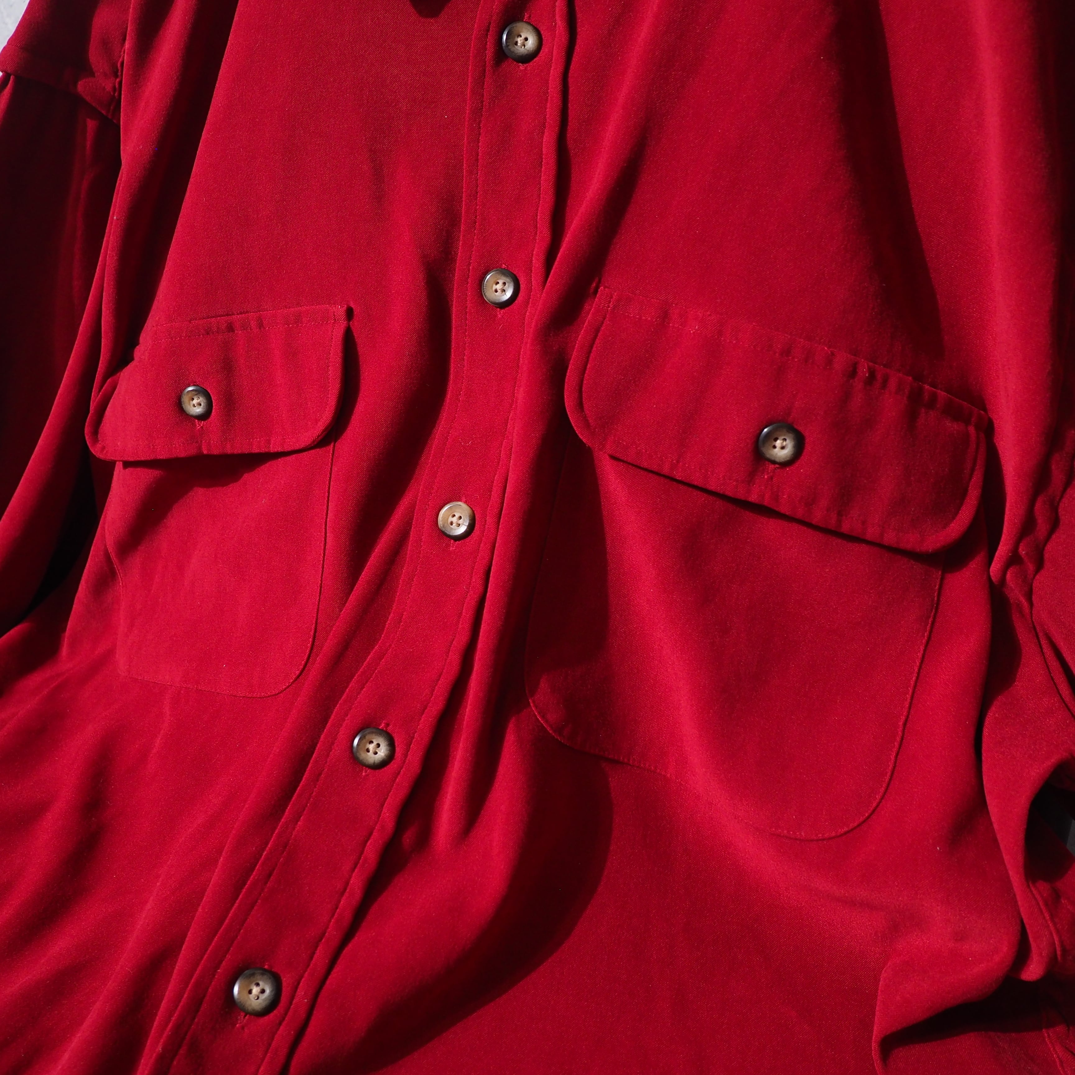 1990s " St. John's Bay " Beautiful Deep Red color vintage Over silhouette shirt