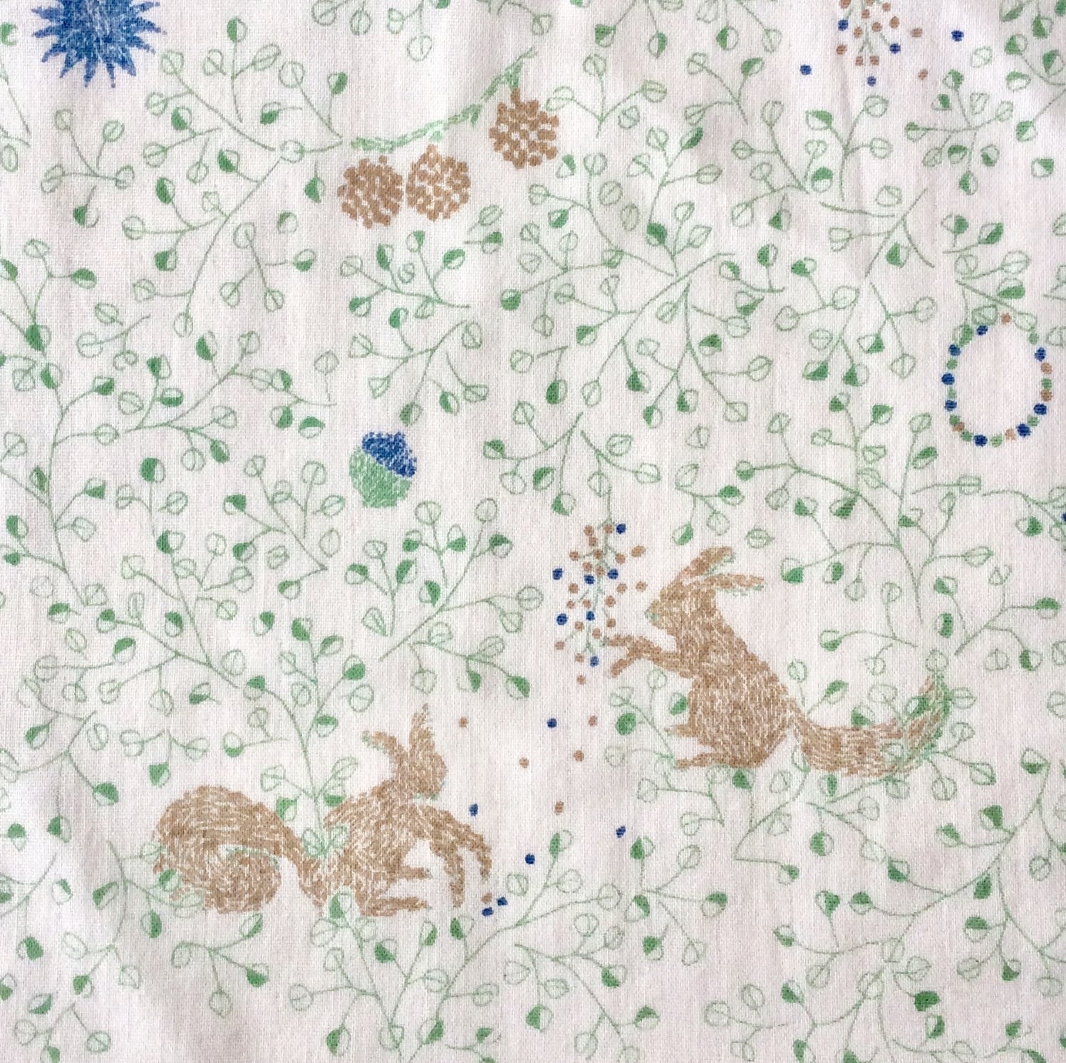 ダブルガーゼのハンカチ リスノシグサ グリーン | Blauvogel