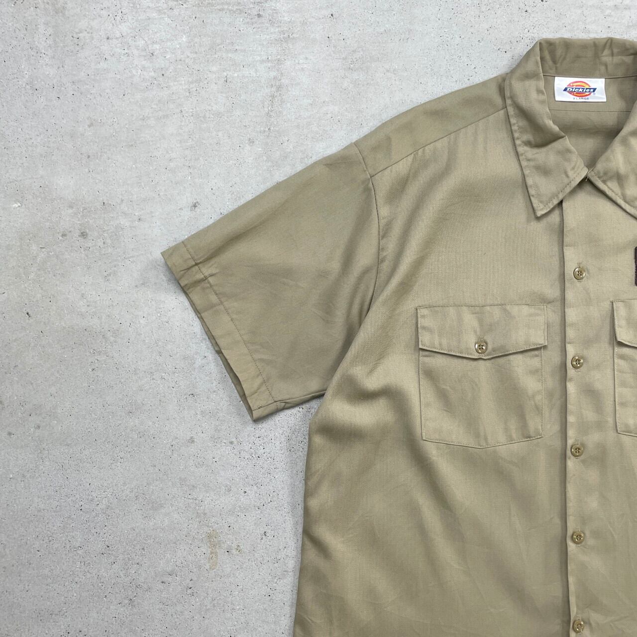 90年代 Dickies ディッキーズ 半袖 ワークシャツ ワッペン メンズXL