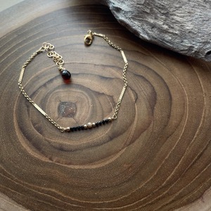 Black spinel×Garnet＊Bracelet/14K GF