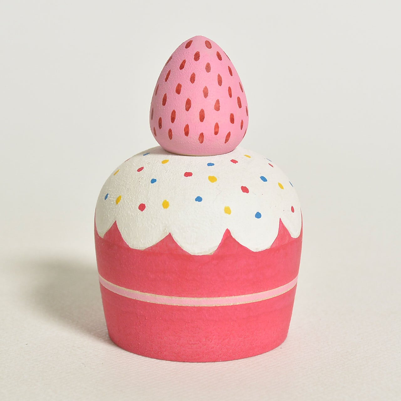 いちごのカップケーキちゃんこけし 約1.5寸 約4.5cm 鈴木明 工人（作並