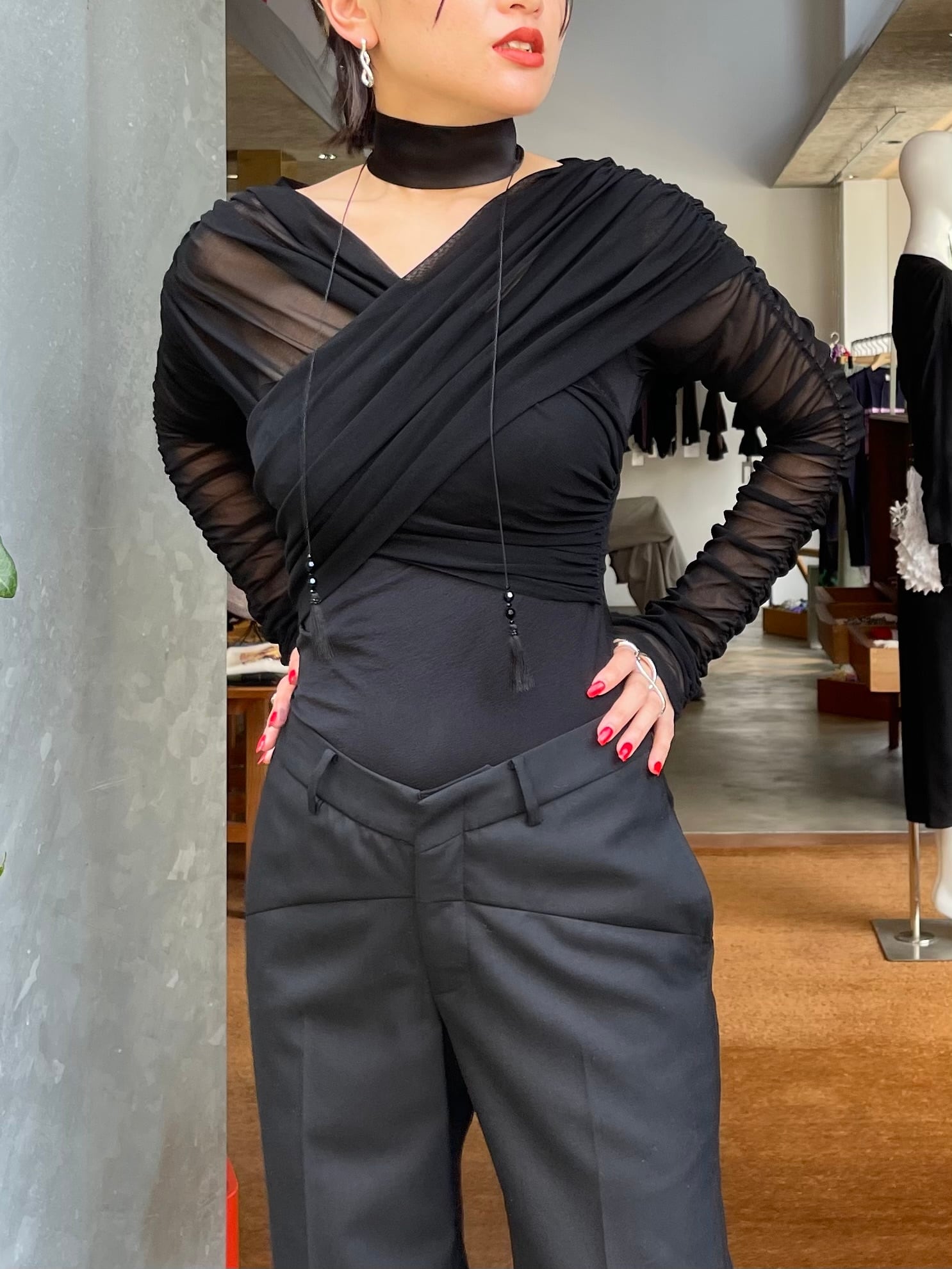 FETICO フェティコ / TULLE GATHERED BODYSUIT | TRENTオンライン 