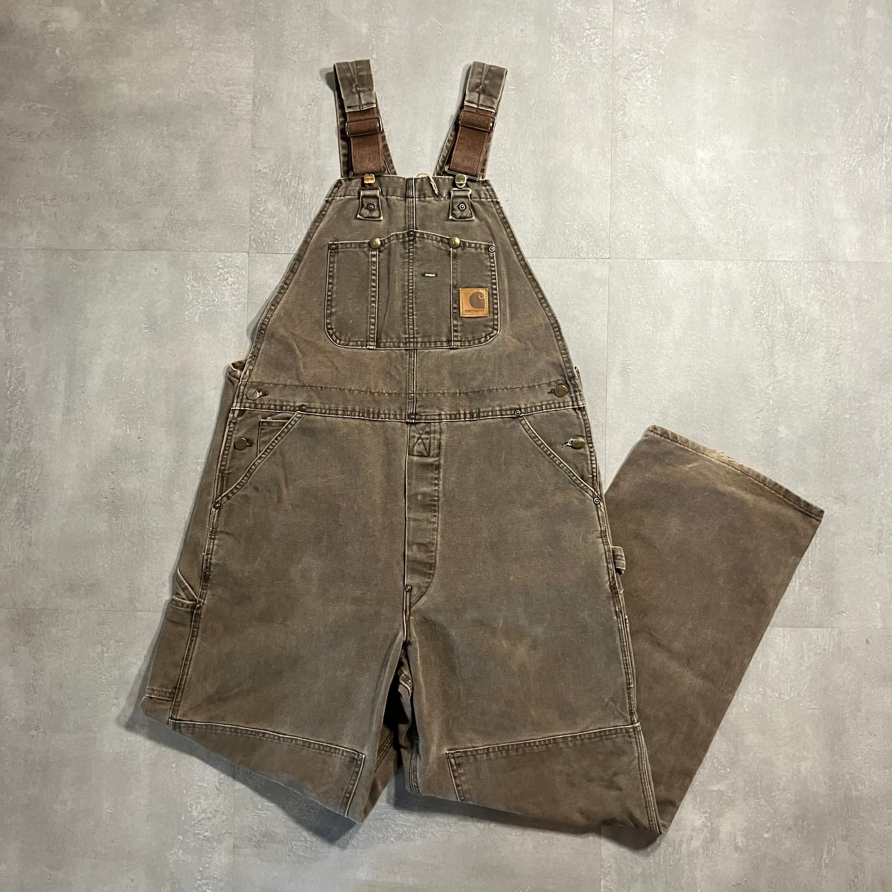 《実寸w39l31》Carhartt カーハート オーバーオール ブラウン ダック No.3673