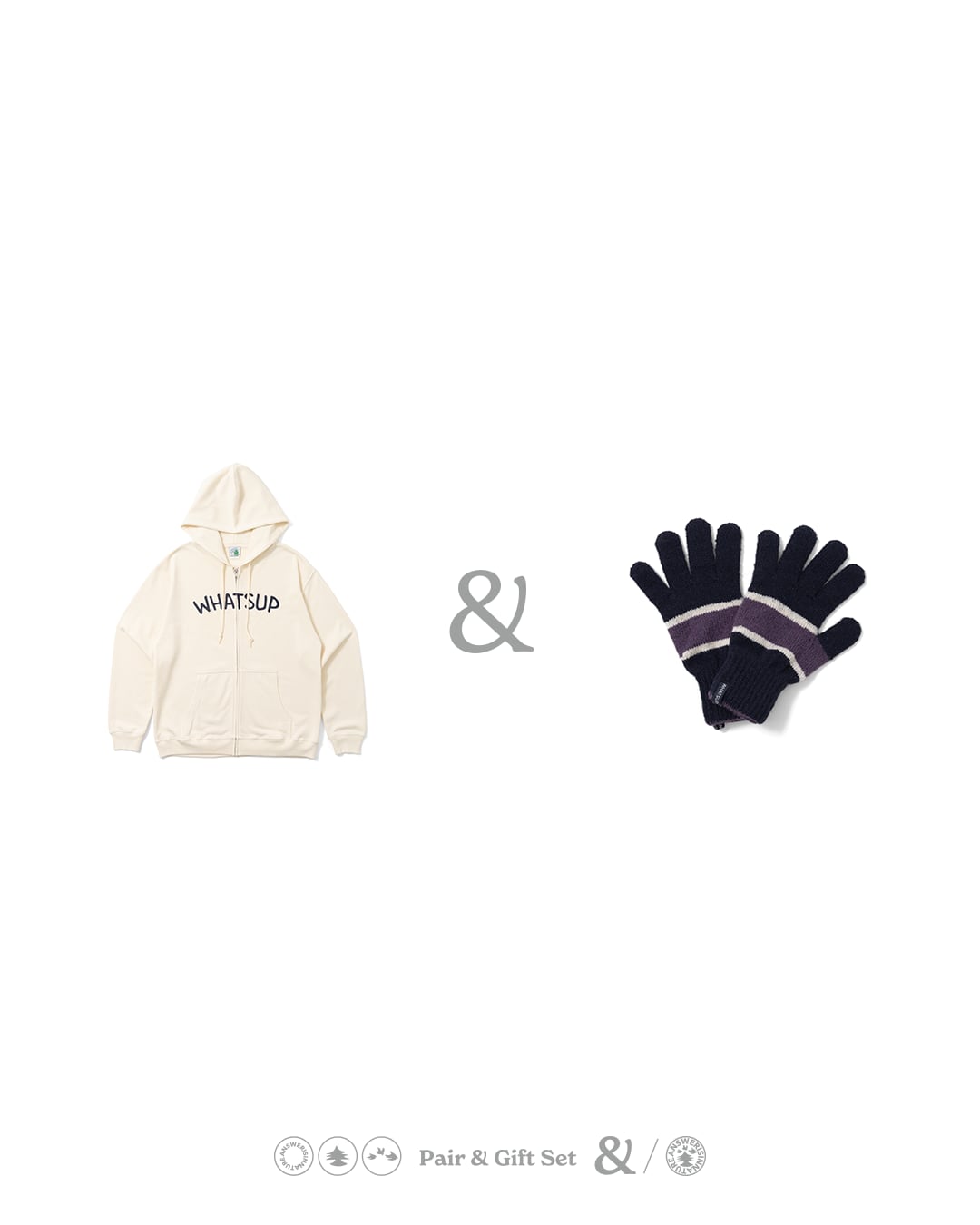 【WUP PAIR SET】WUP LOGO ZIP HOODIE IVORY & WUP TEBUKURO PURPLE