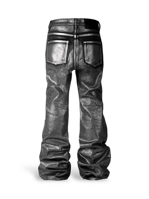 受注販売【RYE CHASIN】Silver Coating Damage Flare Denim Pants