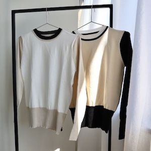 Simple color knit tops