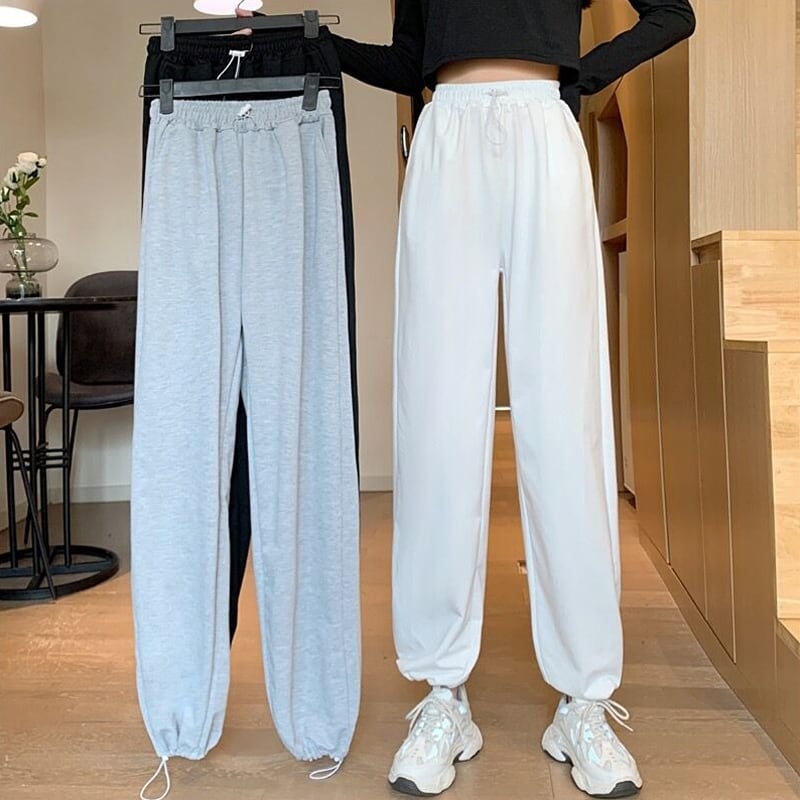 ホワイトパンツ レディーススプリングオータム薄手カジュアルハイウェストレギンス ルーズ 春物 秋物 スーパーモール90486588599