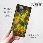 iPhoneケース スフェーン 7月誕生石｜天然石柄スクエア型 GEM060