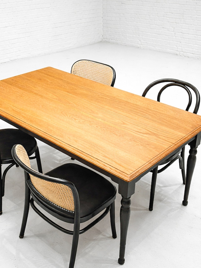 ホワイトオーク材ターンドレッグダイニングテーブル “極細スレンダー”(アンティーク調ろくろ足テーブル) W1400〜2400 4〜8人掛け 引き出し付きダイニングテーブル