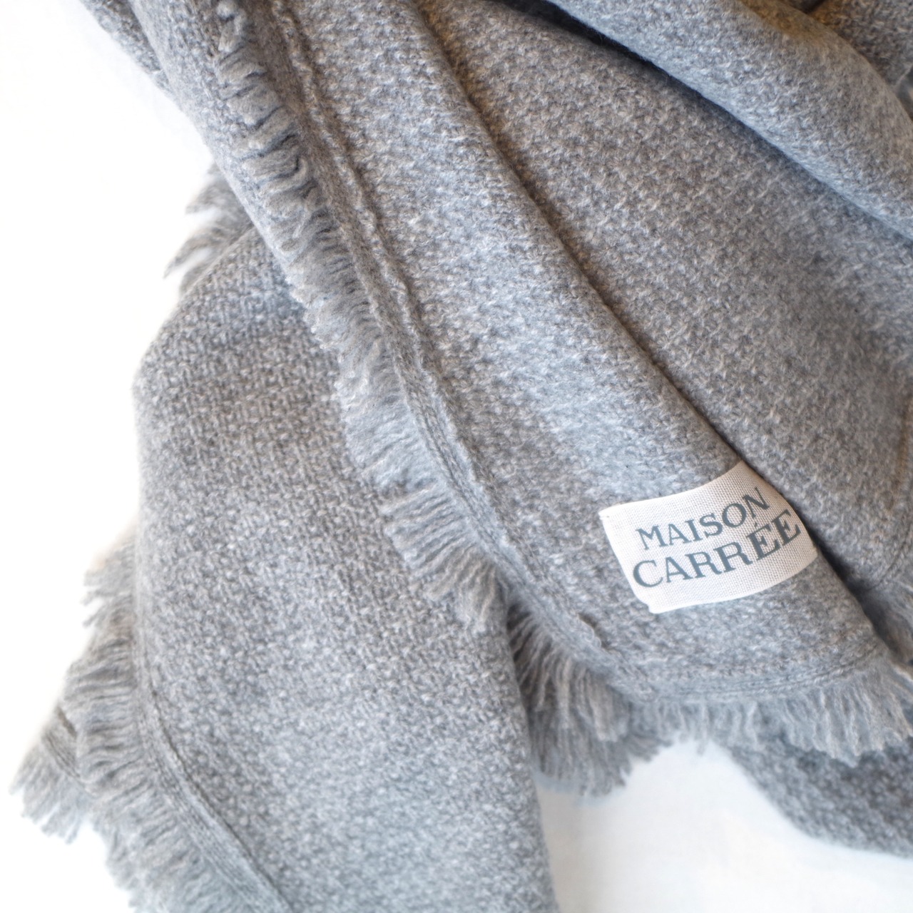 MAISON CARRÉE CASHMERE Fringe STOLE "MIX GRAY"