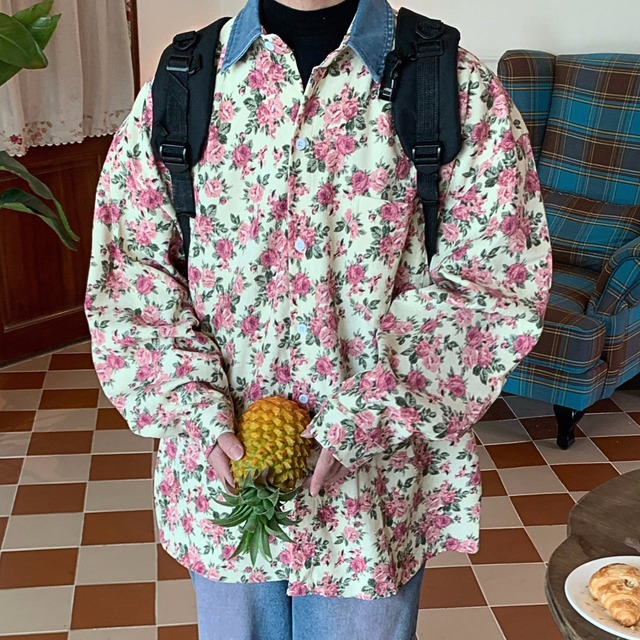 デニムカラーローズシャツ　R00631