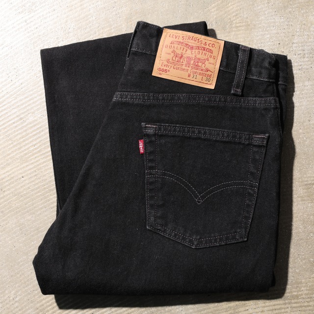 極美品 31×30 USA 01年 Levi’s 505 サルファー ブラック デニム パンツ