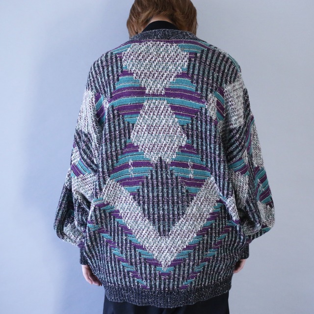 psychedelic good coloring loose silhouette knit cardigan