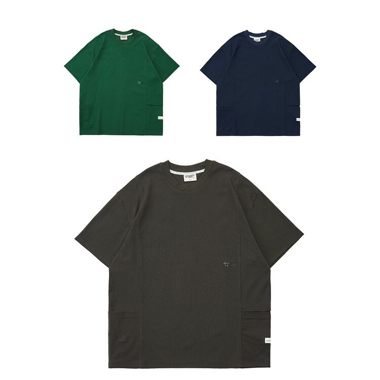 ★EMBROIDERED BOTH SIDE POCKETS LOOSE T-SHIRT　　　A0542