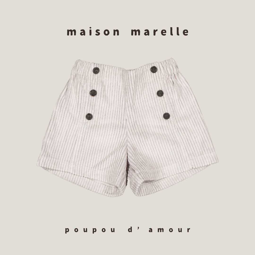 18m~8Y 送料無料 【予約】maison marelle|Short SEVRES - light grey velvet/(11月上旬以降入荷予定)