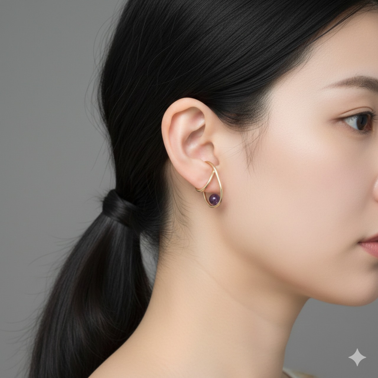 ☆再販人気商品　大ぶりイヤーカフ　アメジスト