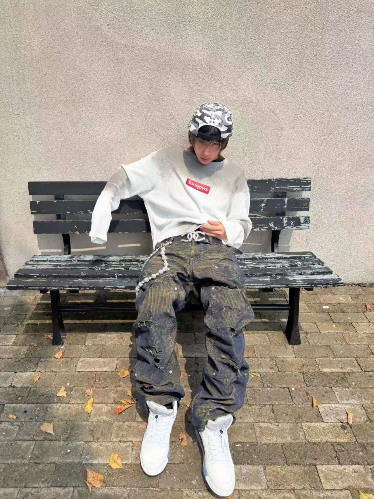 【CinderVein】Distressed Washed Corduroy Straight Cargo Pants