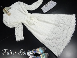 ★送料無料★F(9～15号位のフリ－サイズ)★白レ－スフェミニンマキシ丈ワンピ(OPN5752)