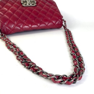 【最終処分SALE】CHANEL シャネル ココマーク  ラムスキン ショルダーバッグ レッド A-7576