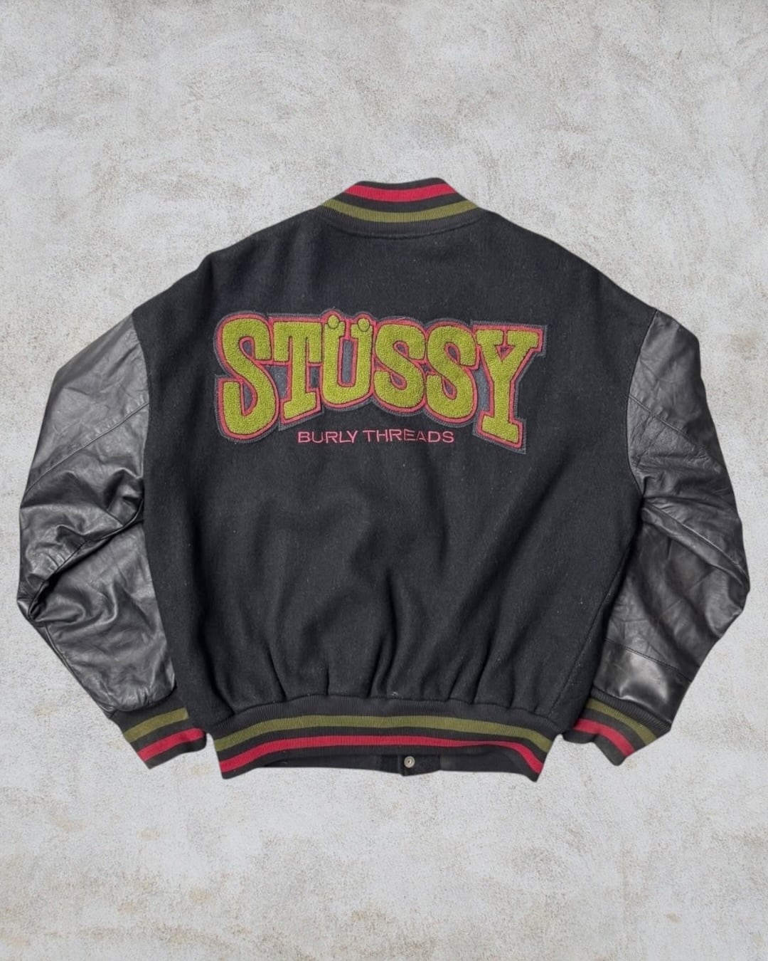 Special!!】80's~90's old stussy ”BURLY THREADS” Varsity Jacket